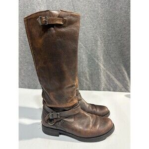 Frye Veronica Back Zip Tall Riding Cognac Brown Boots Womens Size 9B Moto